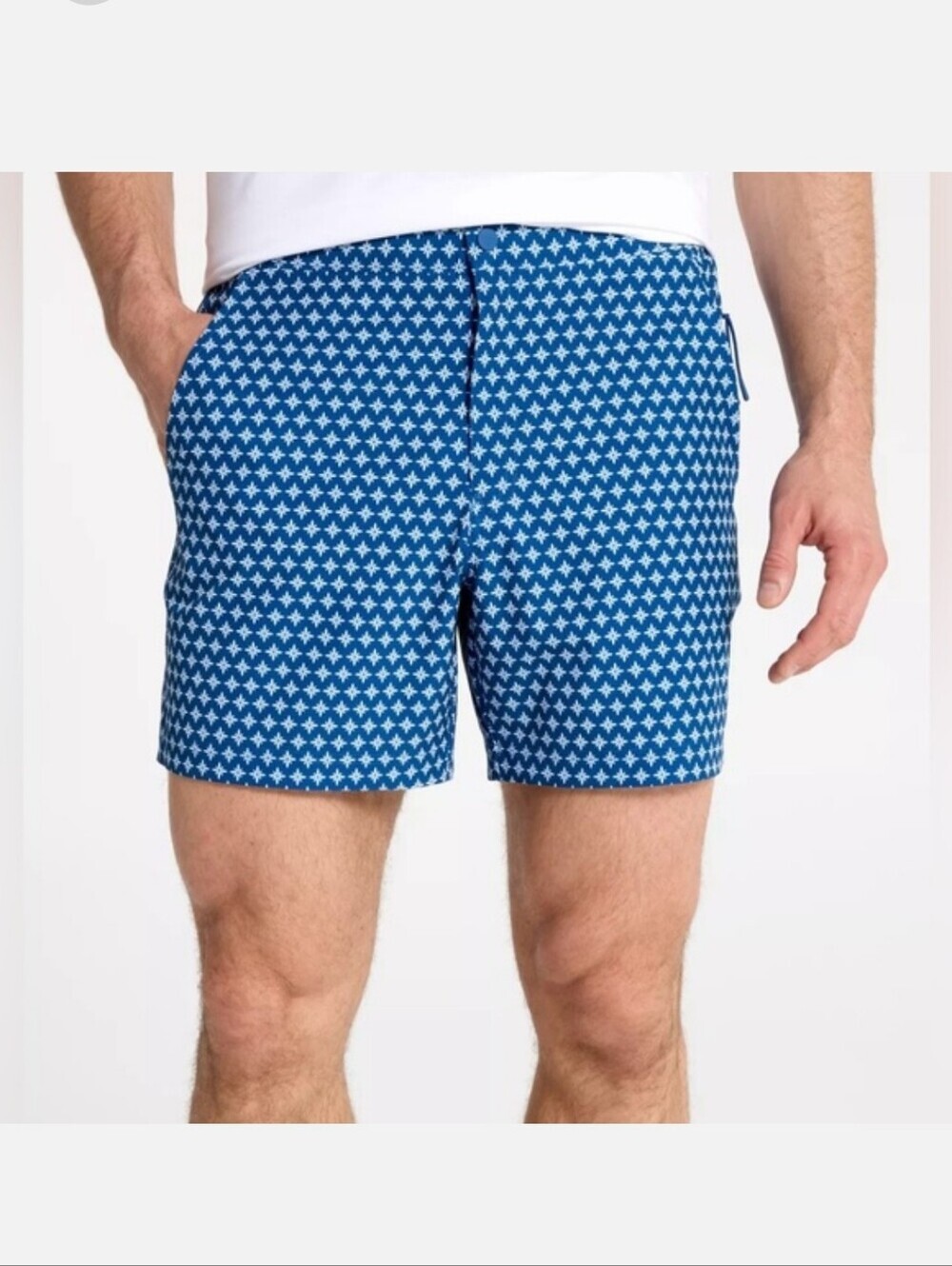 VRST Men’s Resort 6” Shorts Blue White Floral Print Size M NWOT